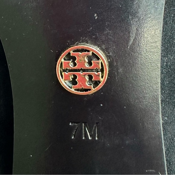 Tory Burch black suede leather stud Colt low block heels pumps 7 chunky slip-on - Picture 13 of 16